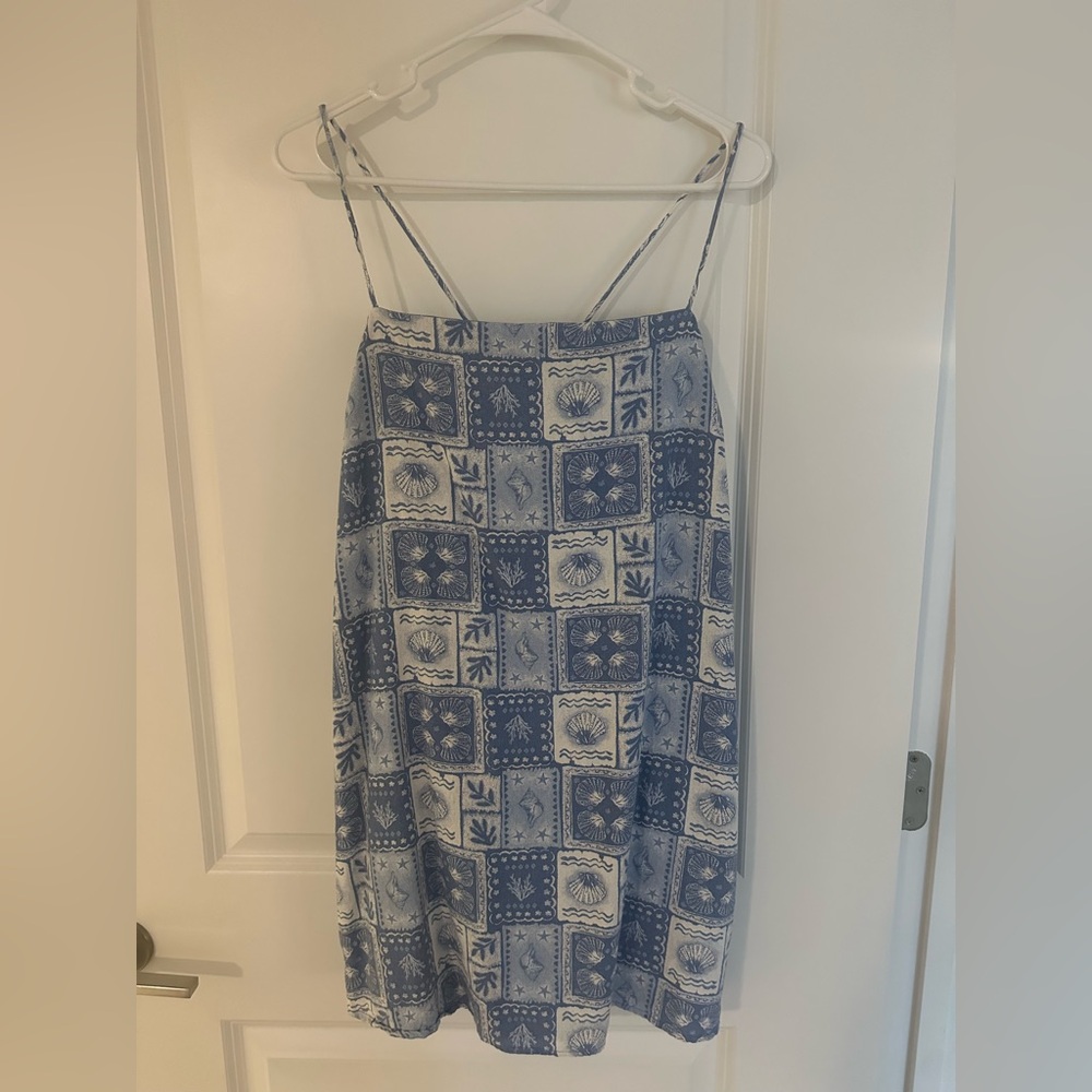 Hollister Blue and White Patterned Dress- size L